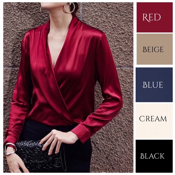 Silky Draping Blouse Top - Picture 2 of 8